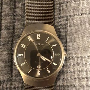 Skagen titanium & stainless steel mens dress watch